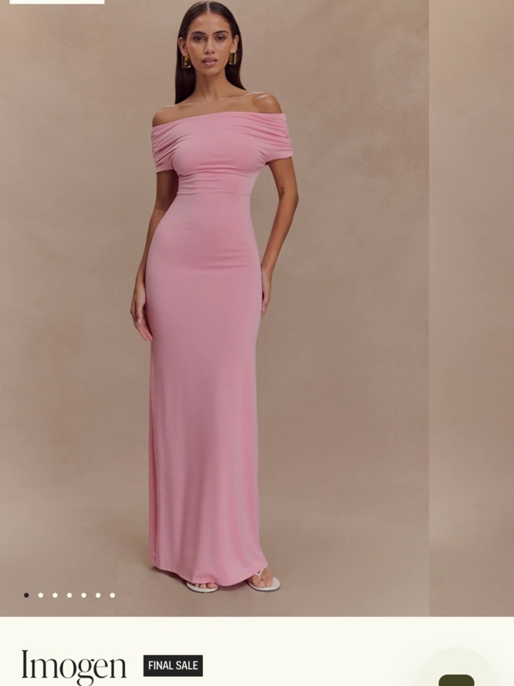 Meshki Imogen Off-Shoulder Slinky Dress in Candy Pink